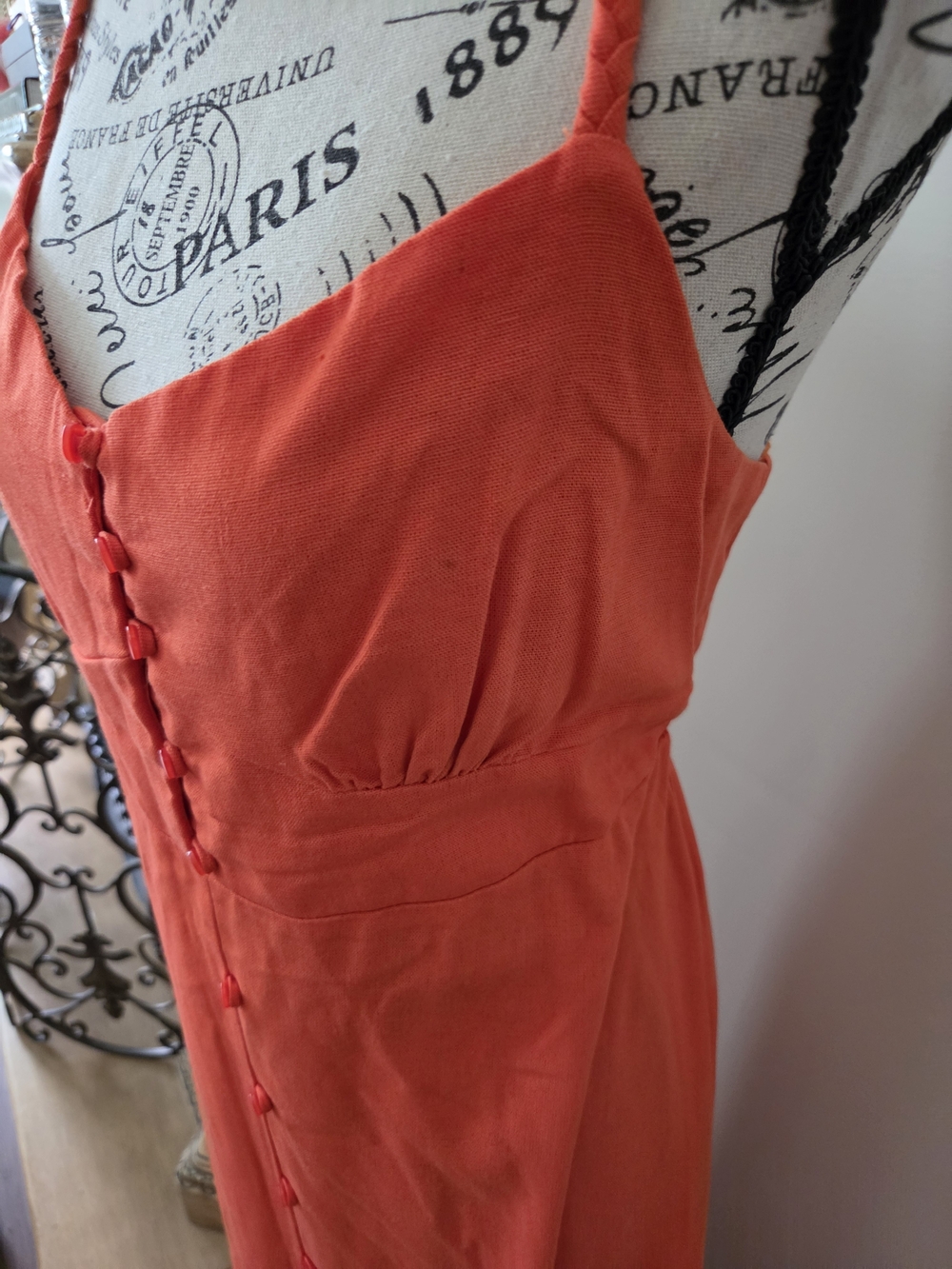 Monteau Vibrant Orange Button-Front Maxi Dress - Picture 5 of 8
